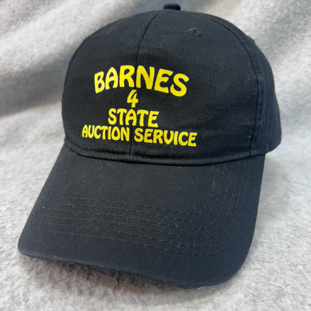 Barnes 4 State Auction Service Mens Black Big X Hat Adjustable OSFM